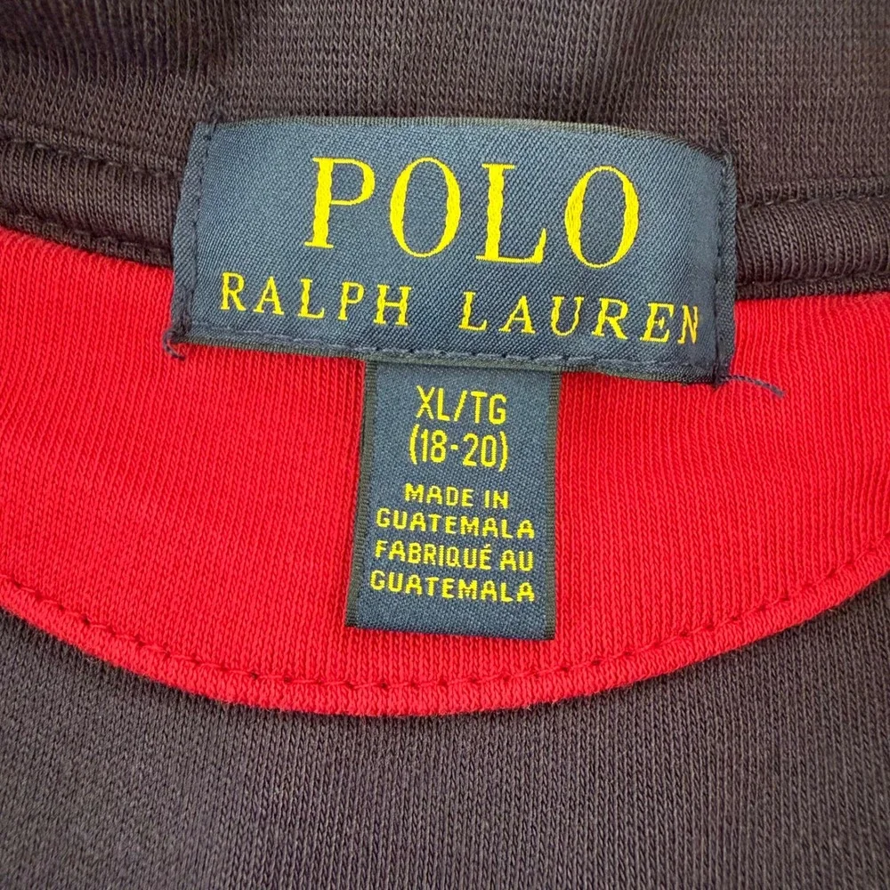 Polo Ralph Lauren Boys Navy Blue Cotton Quarter Zip Pullover Sweater XL 18-20